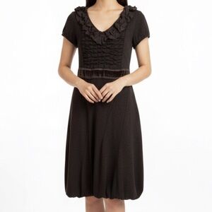 Rinascimento XS Knit Mohair Blend Short Sleeve Bubble Hem Sweater Dress Brown